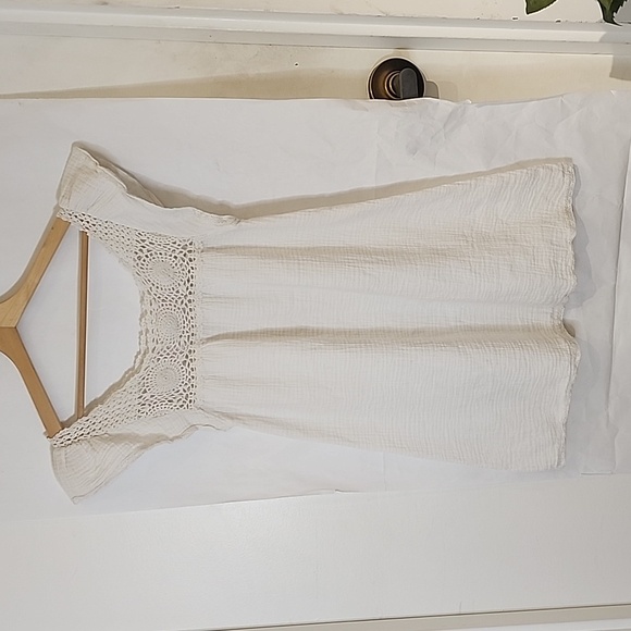 White Cotton Crochet Mini Dress/Tunic size‎ M - Picture 1 of 5